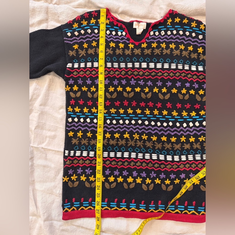 Vintage cotton ramie Embroidered spring sweater small to medium - Picture 12 of 13